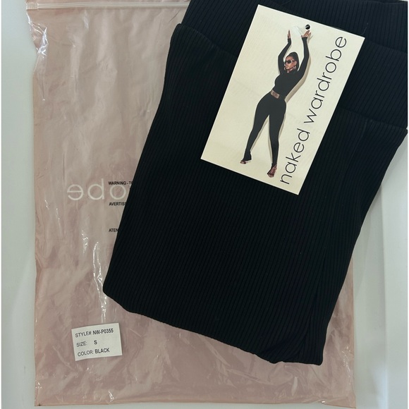 NWT Naked Wardrobe Black Ribbed Sculpt Leggings - Picture 4 of 7